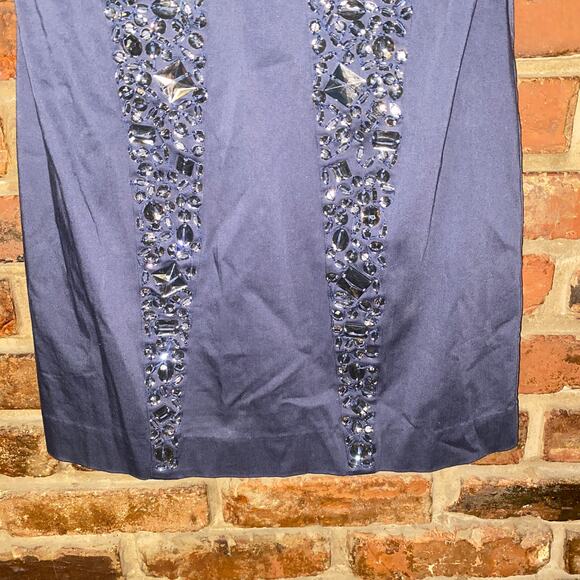 French Connection Vintage Y2k Blue Beaded Embellished Strapless Dress Size 4 - Picture 3 of 8